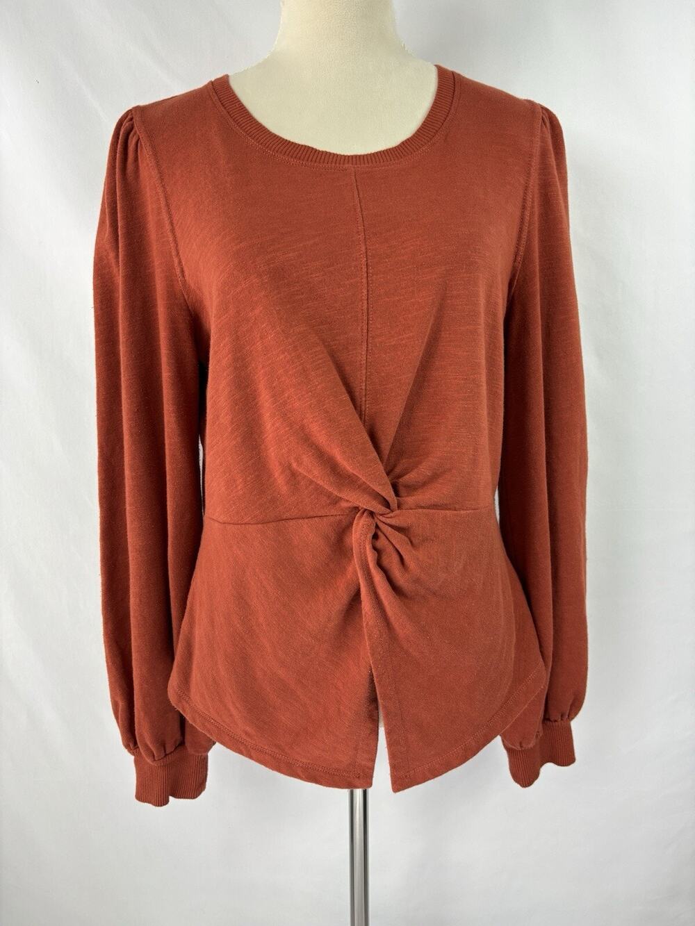 Pilcro Anthropologie Sweatshirt Burnt Orange Brown Medium Twist Front